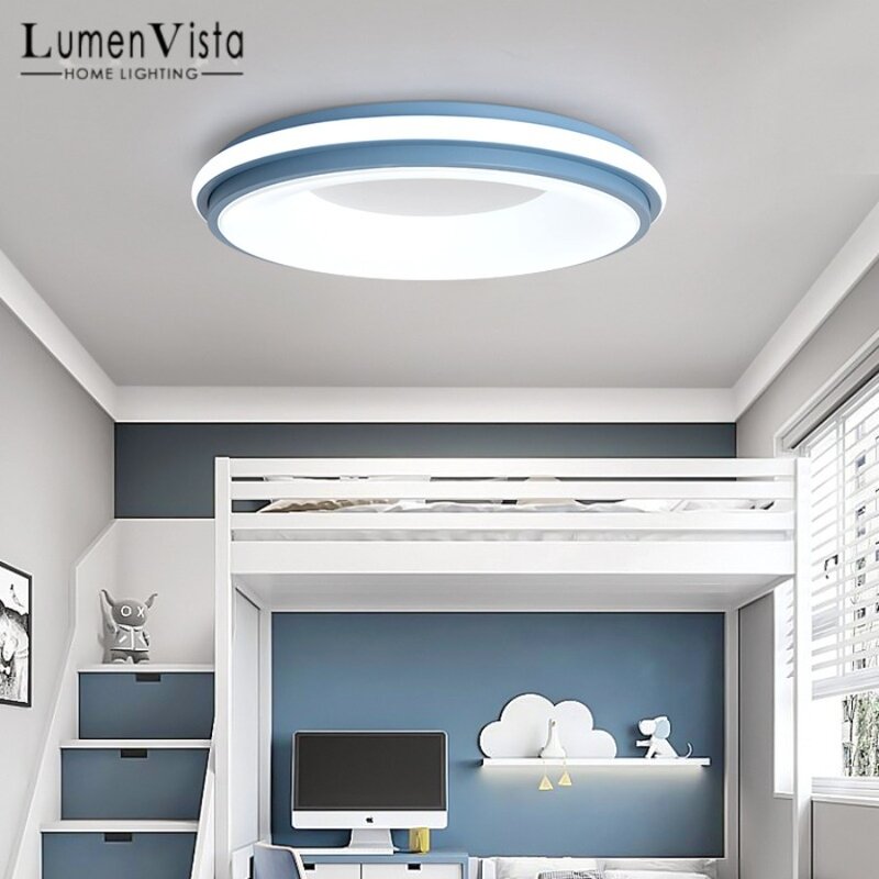 Luz de techo LED de Macaron, luz de atenuación remota Circular, moderna, Simple, para el hogar, dormitorio, sala de estar, sala de estudio, decoración Interior