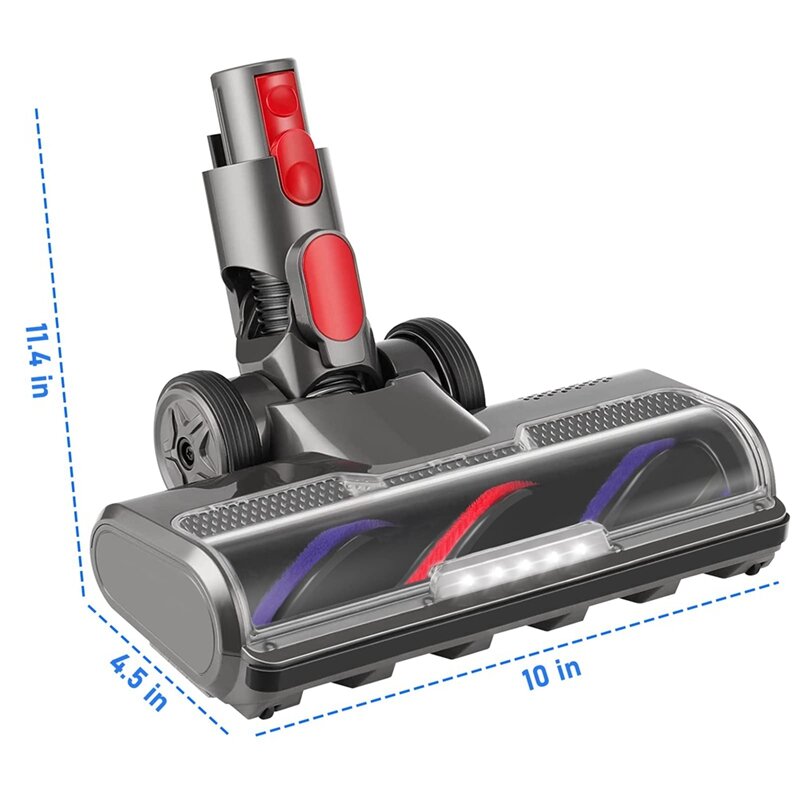 Parts Accessories Motorized Brush For Dyson V7, V8, V10, V11, V15 Vacuum Cleaners With LED Lights Trigger Lock And Clean Brush