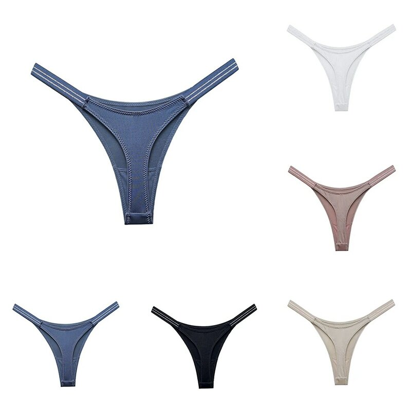Womens Sexy Cotton Breathable High Cut G-String Thongs Lingeries Bottom Underwear Panties Knickers Tight Solid Female Thong