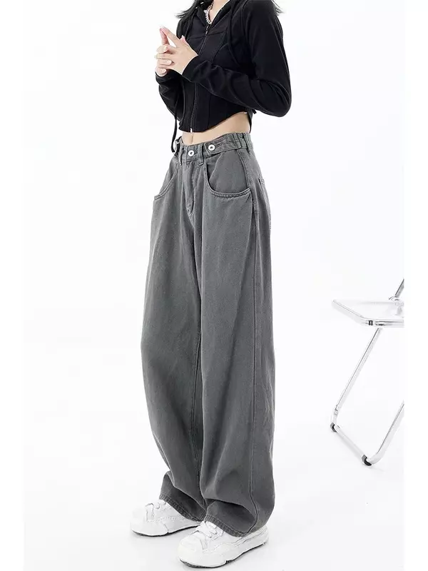 Jesienno-zimowa amerykańska moda Vintage damska jeansy rozkloszowane kamuflaż wysoki stan uliczny spodnie typu Casual workowaty Hip-hop spodnie dżinsowe Y2K