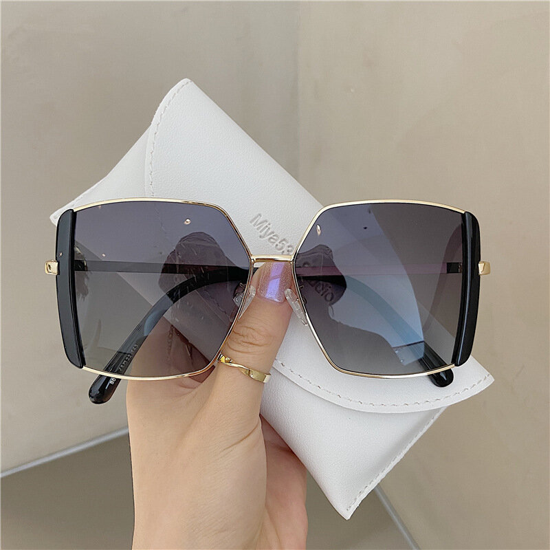 2023 verão nova moda vintage óculos de sol feminino grande quadro retro blackout feminino ins popular colorido luxo eyewear