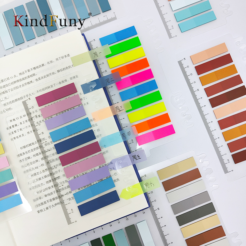 KindFuny-Bloc-notes multifonctionnel auto-adhésif, étiquette, note, signets, règle, fournitures scolaires et de bureau, 8 paquets