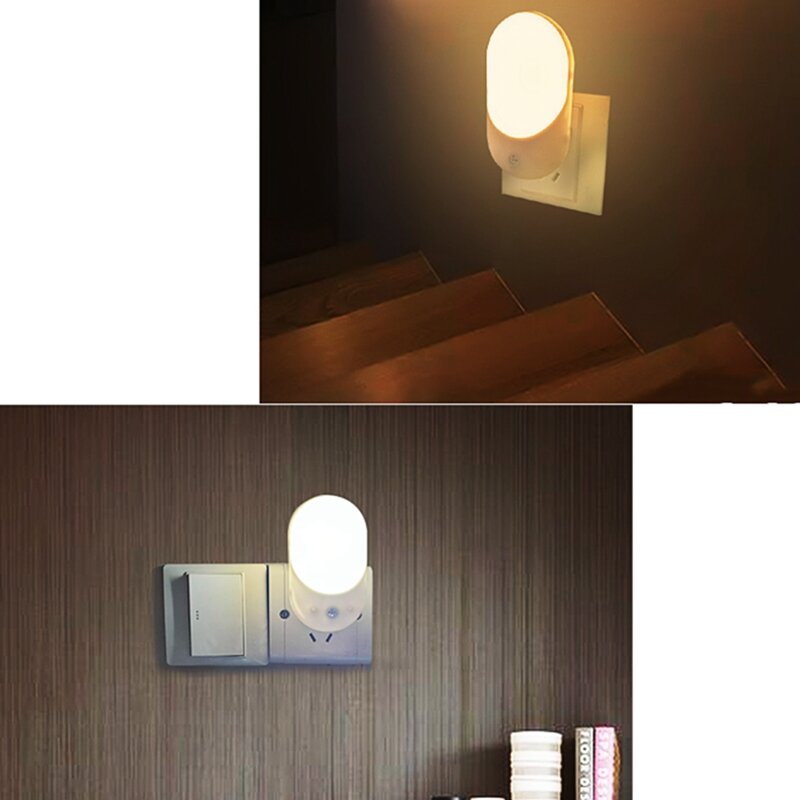 Luz LED con Sensor para el hogar, iluminación enchufable de 2 piezas, color blanco cálido, para dormitorio, baño, cocina, pasillo y escaleras, enchufe europeo