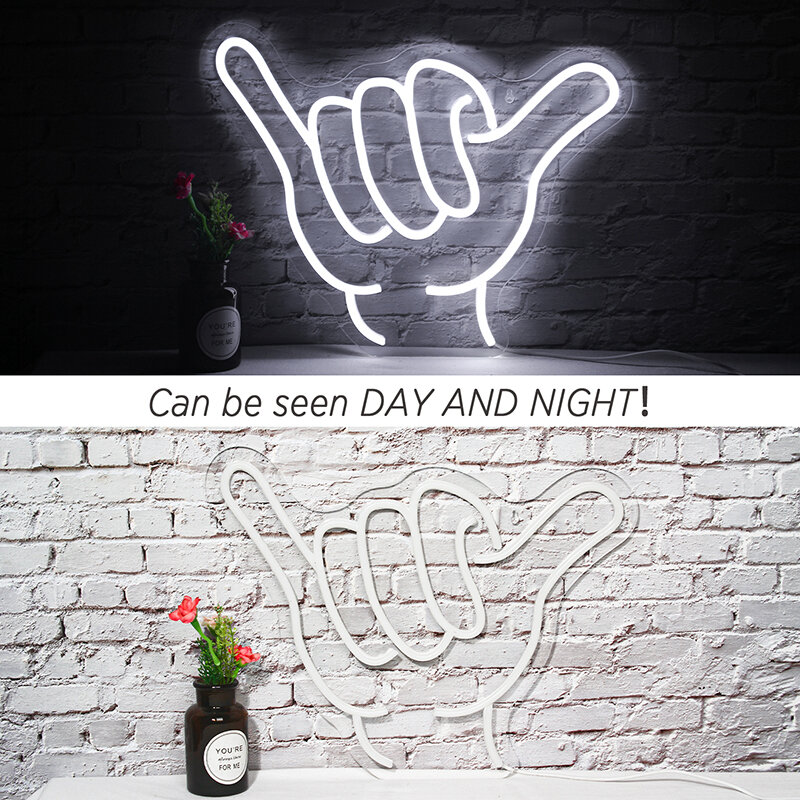 Letrero de neón de seis gestos, luces LED de noche, lámpara de pared artística colgante para fiesta, habitación, Bar, boda, fiesta en casa, USB creativo, luz de los bocadillos