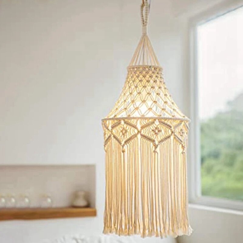Macrame Lamp Shade Hanging Pendant Light Cover Office Bedroom Living Room Nursery Dorm Room Bohemian Home Decor