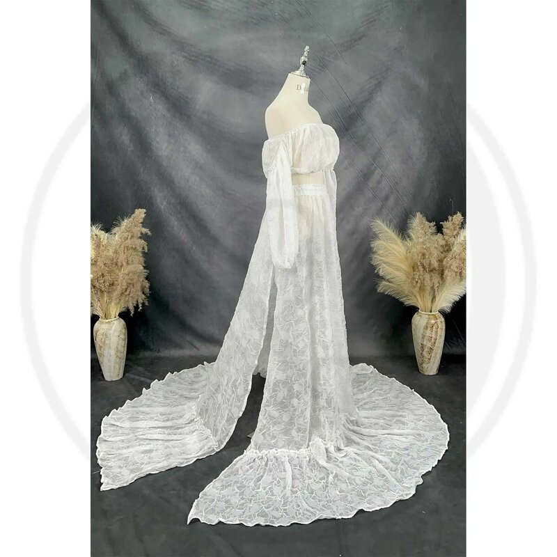 Don & Judy-elegante vestido de noiva de duas peças para as mulheres, vestido de noiva chiffon com fenda lateral, para a gravidez e festa na praia