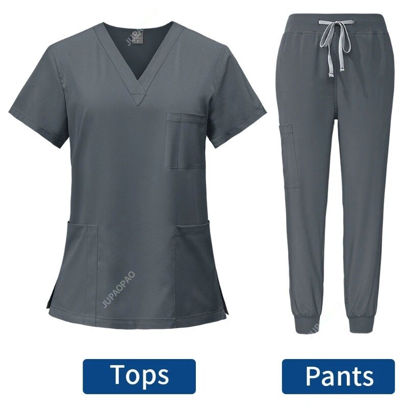 Медицинская женская униформа, наборы больничных скрабов, топы с V-образным вырезом, брюки, рабочая одежда для стоматологических клиник, салонов красоты, спа