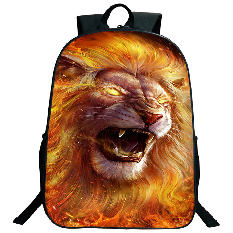 Вместительные нейлоновые рюкзаки с 3D-принтом злого льва, школьный портфель для ноутбука для учеников начальной школы, водонепроницаемая сумка для книг для мальчиков