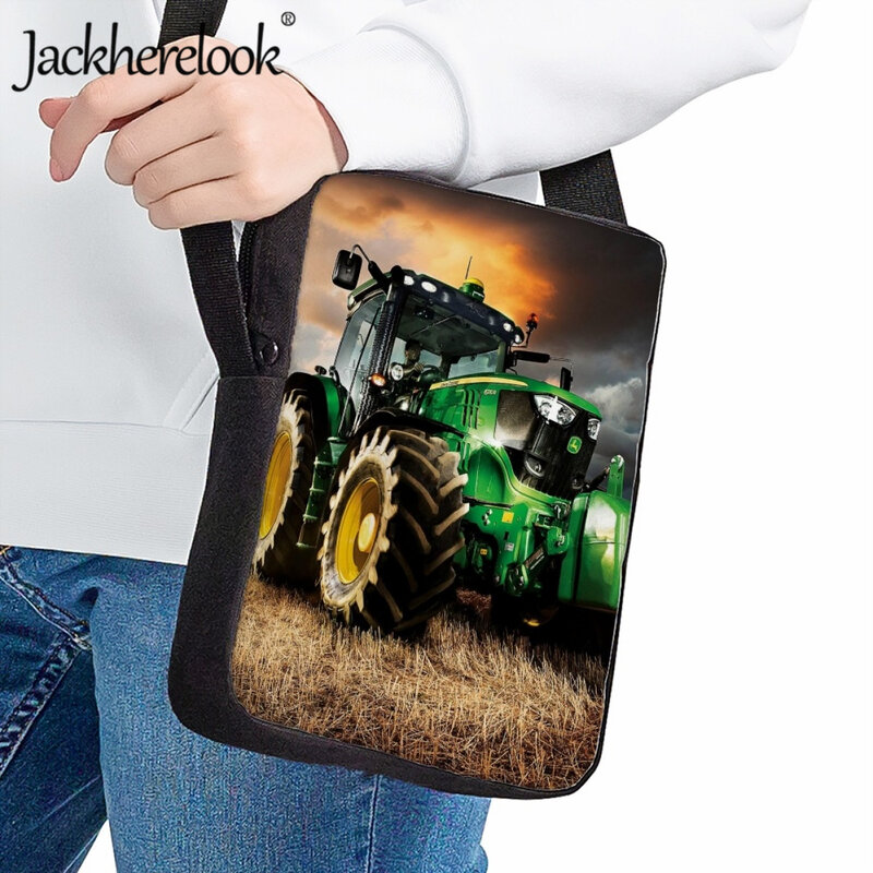 Jackherelook, модная новая дизайнерская сумка через плечо с принтом фермерских грузовиков для детей, повседневная практичная дорожная сумка-мессенджер, Детская сумка для ланча для мальчиков