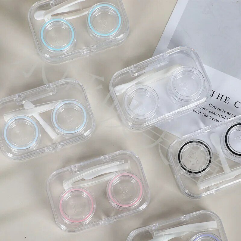 Mini estuche de lentes de contacto portátil transparente, caja de almacenamiento de lentes de fácil transporte, contenedor de cuidado ocular de viaje con caja de espejo