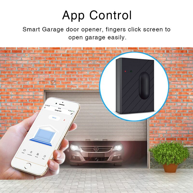 Abridor de puerta de garaje inteligente con WiFi, Control remoto por aplicación Tuya Smart Life, funciona con Alexa y asistente de Google, No necesita Hub