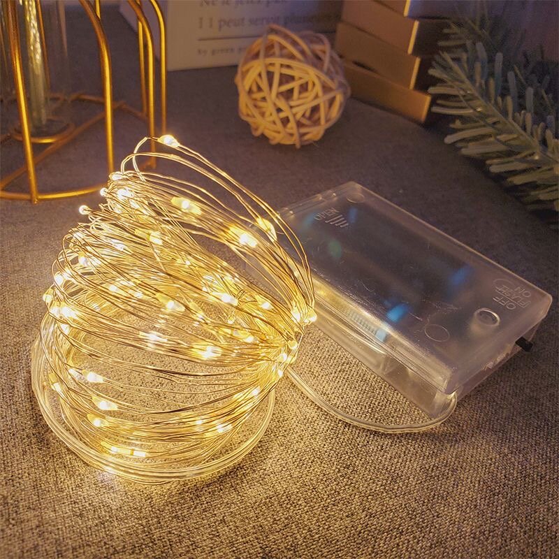 5m/10m miedziany drut bateria pudełko girlanda LED dekoracja ślubna do dekoracji domu wróżka na imprezę dekoracyjny sznur świetlny