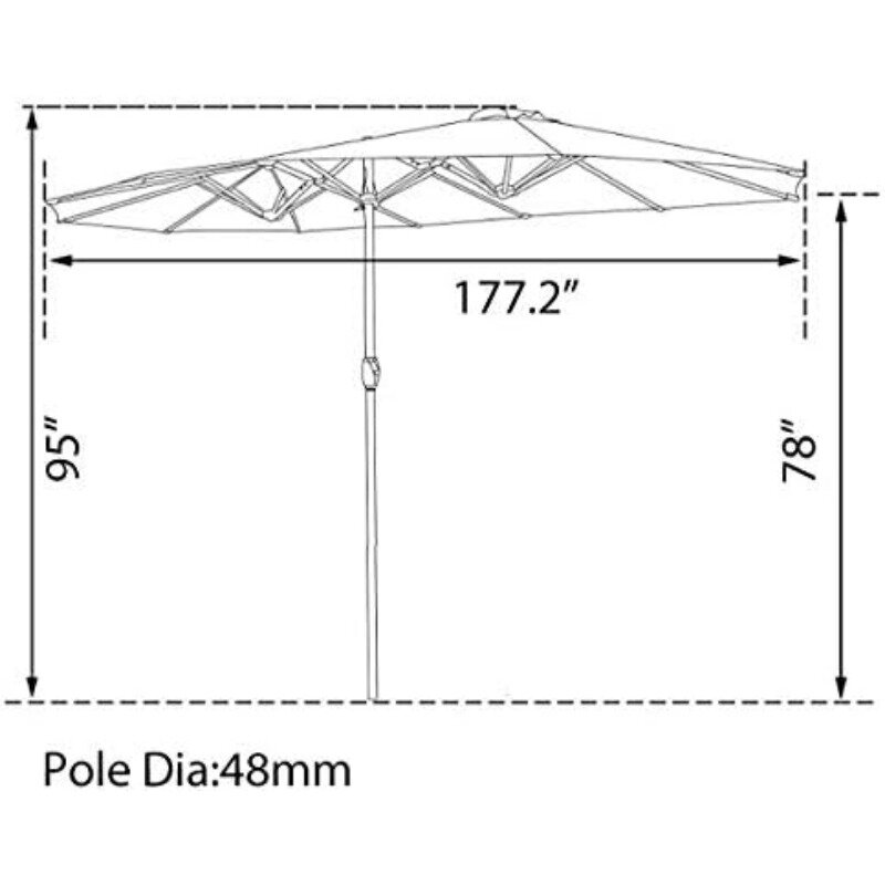 カタスホーム-屋外用の両面傘,長方形,クランク付き大きな,パティオ,屋外デッキまたはプール,15フィート