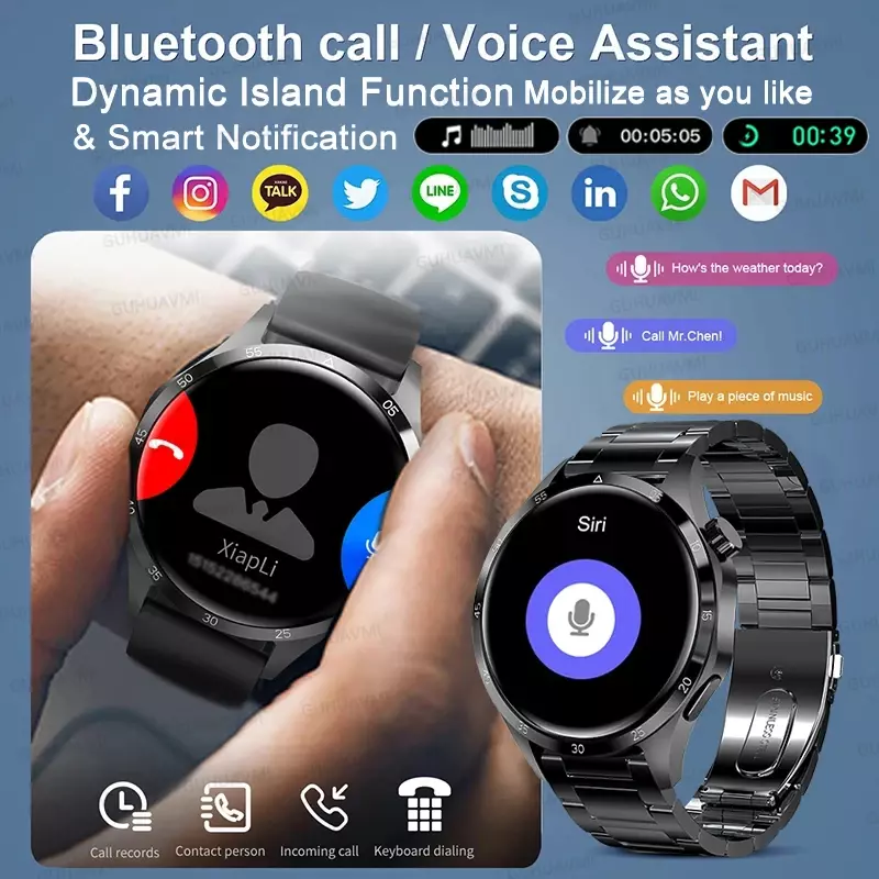 ساعة ذكية برو للرجال ، شاشة عالية الدقة ، مكالمة ، مراقبة الصحة NFC ، ساعة ذكية 4 برو ، AMOLED ، جديدة ، بلوتوث