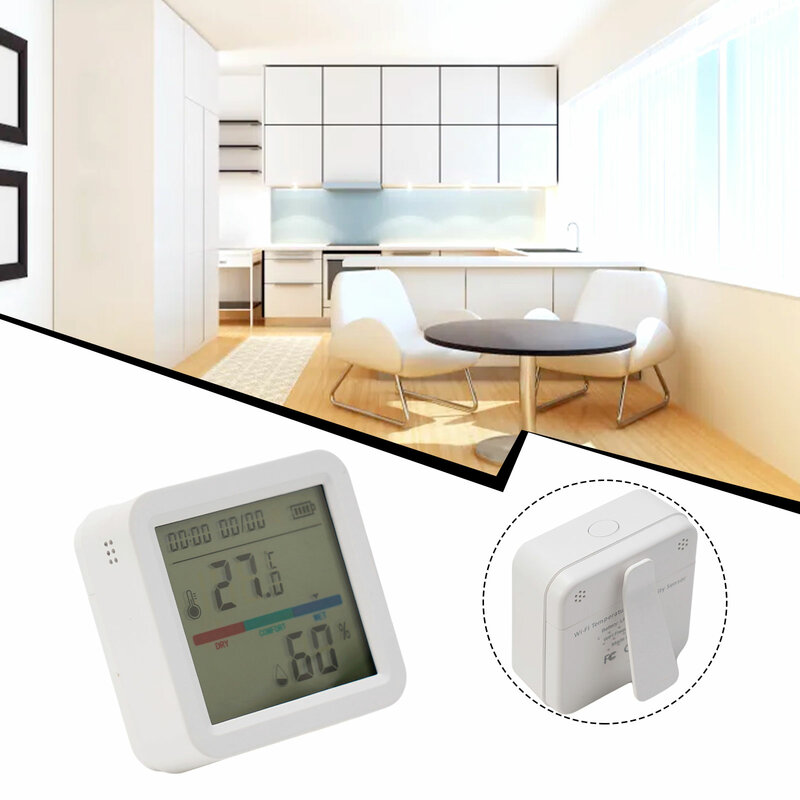 Sensor inteligente de temperatura y humedad, dispositivo con WiFi, pantalla LCD, Tuya, interior