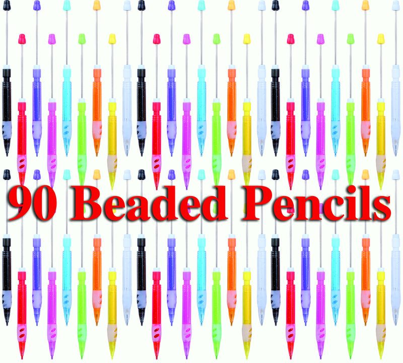 Pensil manik abadi 90 buah, pensil manik-manik untuk menulis gambar DIY hadiah rumah kantor perlengkapan sekolah