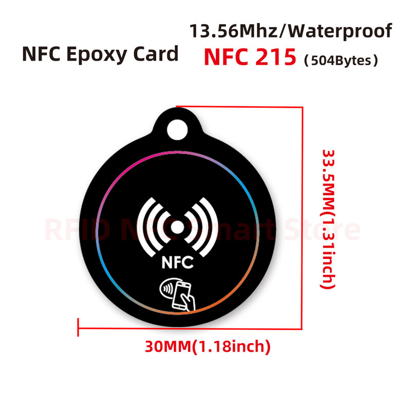 Karta samoprzylepna NFC 13.56Mhz karta inteligentna 504 bajtów Nt/ag 215 karta identyfikacyjna inteligentna wizytówka dla wszystkich telefonów obsługujących NFC