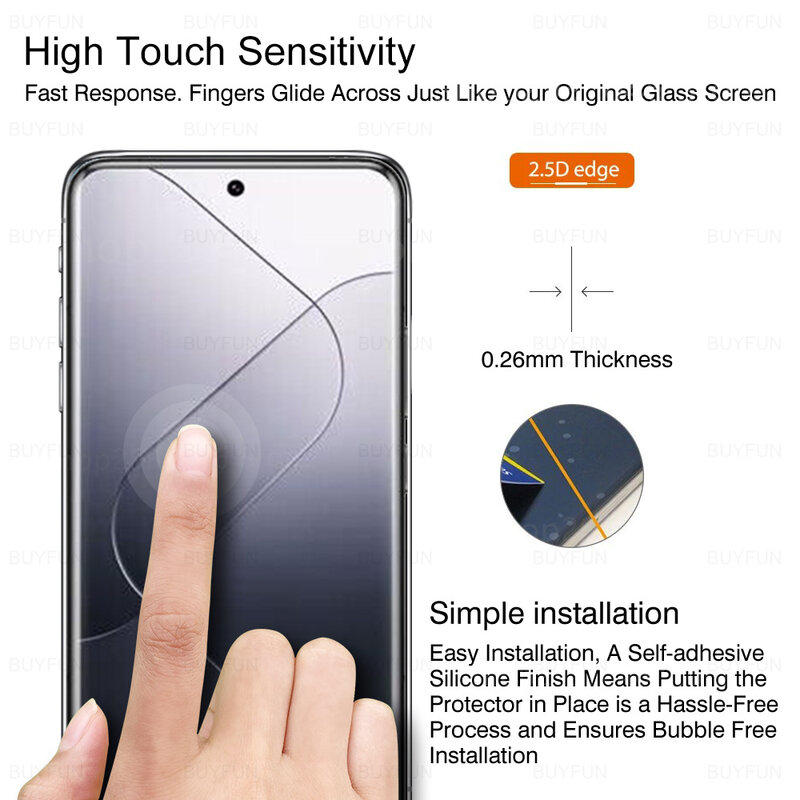 3pcs black 3D tempered glass flims For Xiaomi 14 pro 5G xiomi14 xioami 14 mi14 full cover screen protective films 6.73inches