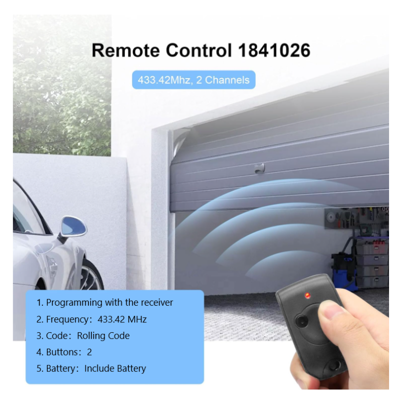 Controle remoto de 2 canais para porta de garagem, transmissor manual, 433,42 MHz, NS 2, NS 4 RTS 1841026