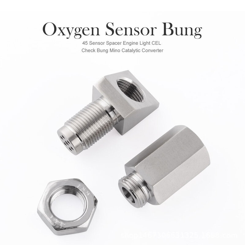 New 90 Degree 02 Bung Extension Oxygen Sensor Extender Catalytic Converter Universal O2 Oxygen Sensor Spacer