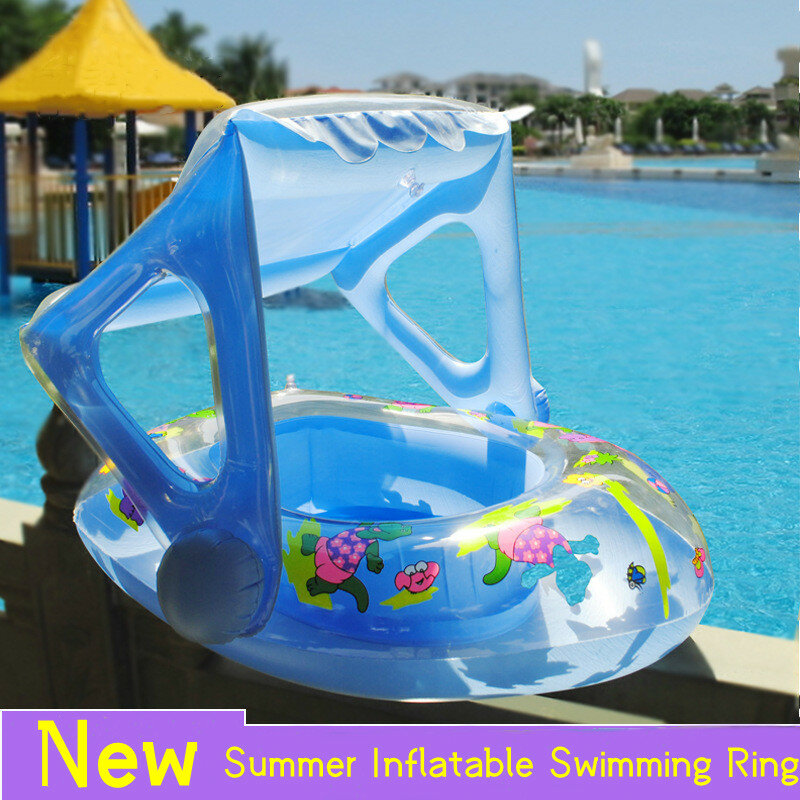 Anneau de natation gonflable d'été, bateau pour tout-petits, jouets d'entraînement à la natation, siège d'eau de piscine pour enfants avec auvent