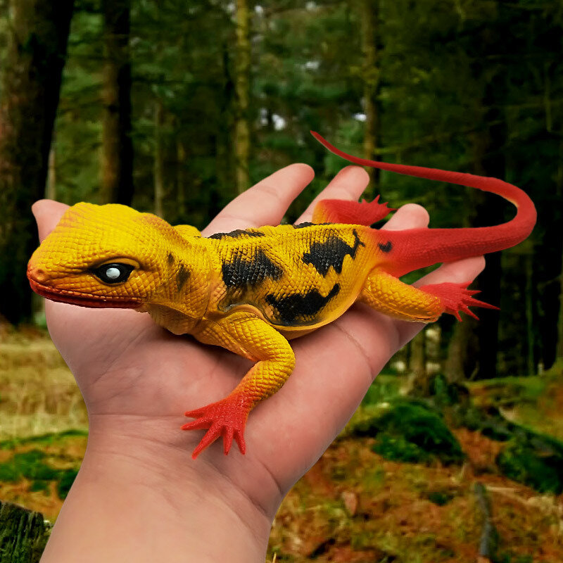 Juguete de modelo de reptil de goma suave para niños, lagarto de simulación, lagarto chirriante y Vocal, Animal Tricky Vent Toy, gran oferta