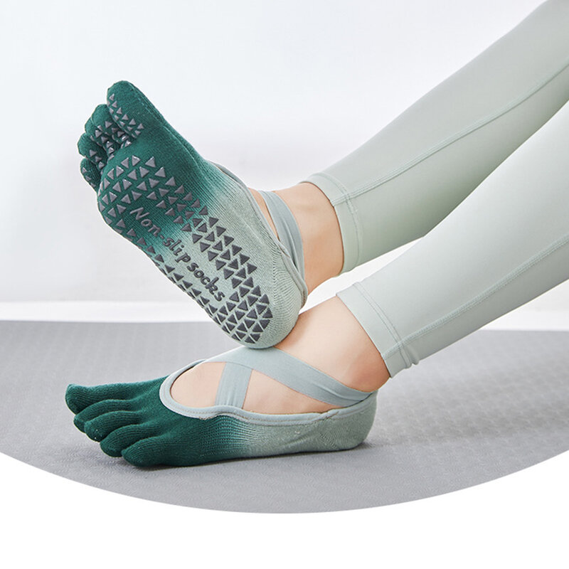 Rutsch feste Frauen Pilates Griff Socken Ballett bequeme Profisport Yogas 5 Zehen Pivot Yoga Socken Frauen Baumwolle Punkt Silikon