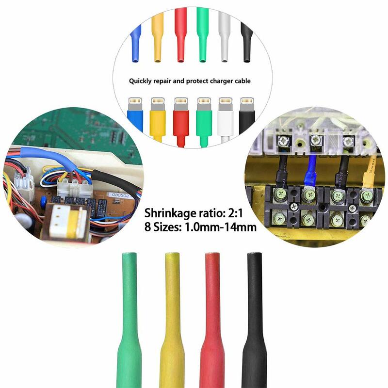Tubo termorretráctil de 1/5/10/25M, 1, 2, 3, 5, 6, 8 y 10mm de diámetro, envoltura de alambre, venta de reparación de conectores DIY