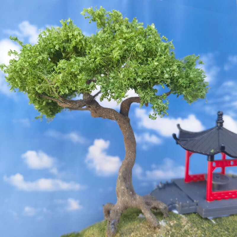 Model pohon pinus gunung, tata letak kereta api bahan meja pasir militer lanskap pohon kawat miniatur berkualitas tinggi