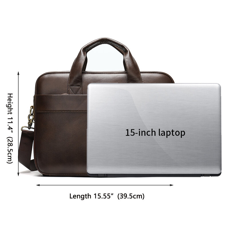 Bolsa para laptop com alça para homens, grandes pastas masculinas, bolsa de café preta, bolsa de computador, alta moda, luxo, 15.6 Polegada