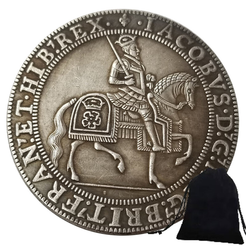 Luxury British UK Knight 3D Art coppia monete buona fortuna tasca corona moneta divertente moneta fortunata commemorativa + borsa regalo