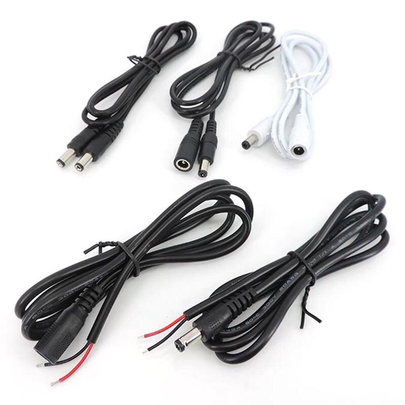 Weiß schwarz 5,5mm x 2,1mm DC-Stecker-Buchse-Verlängerung kabel 1m Klinkenst ecker Verlängerung kabel für CCTV-Wechselstrom adapter l