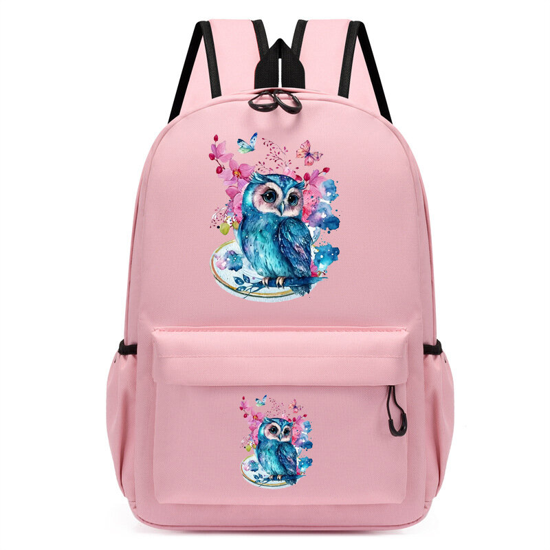 Children Bagpack Watercolor Owl Flower Girl Backpack Kindergarten Schoolbag Kids Anime Cartoon Girl Bookbag Travel School Bags