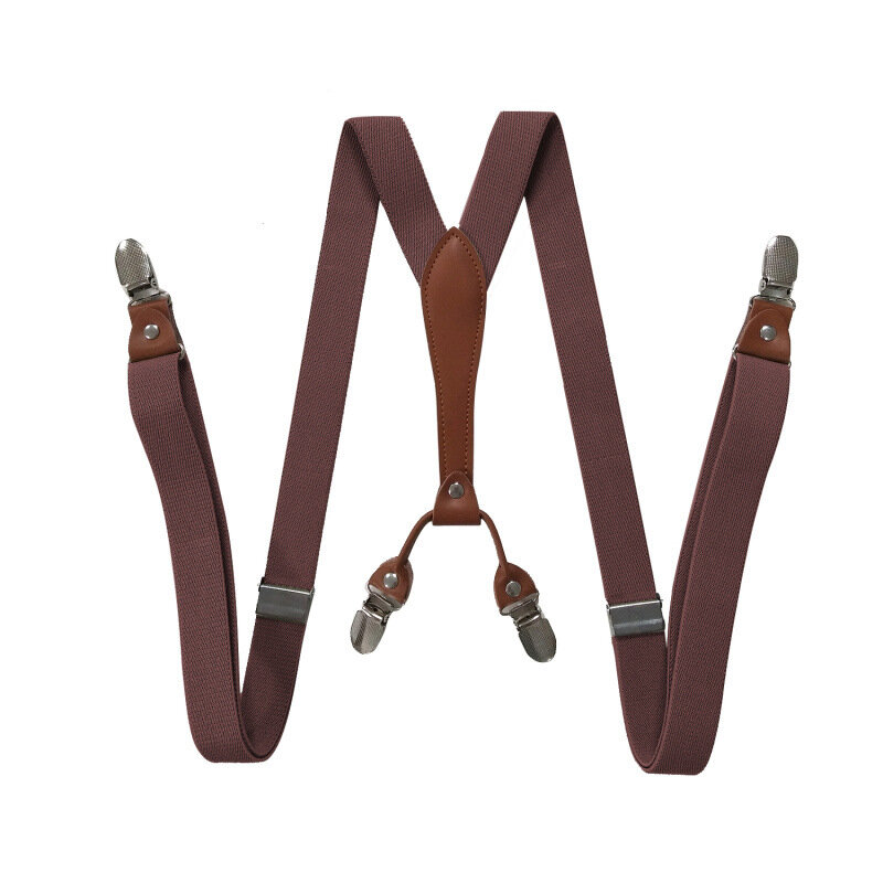 Girl's Suspenders Braces PU Leather Suspenders Adjustable Elastic Bretelles Y-Back Ligas Tirantes 4 Clips Suspenders 2.5*115cm