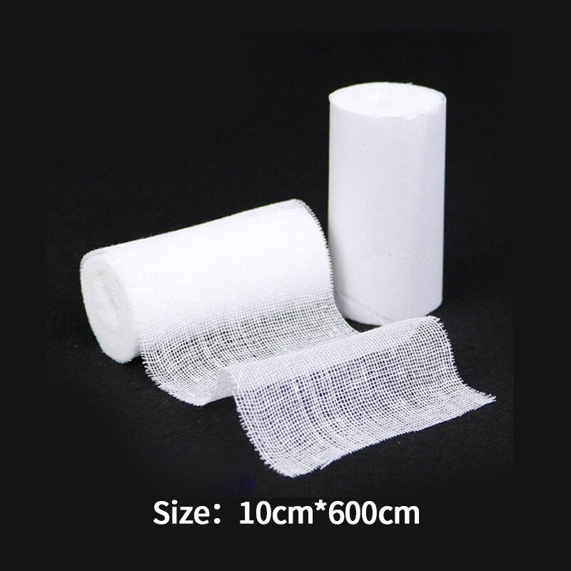 Elastic Cotton Bandage Medical Supply, Gaze de Primeiros Socorros para Molho de Feridos, Cuidados de Emergência, 5 Rolls, 10cm X 6m