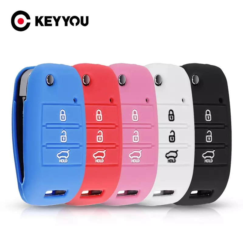 Силиконовый чехол KEYYOU для автомобильного ключа с 3 кнопками, чехол для KIA Sid Rio Soul Sportage Ceed Sorento Cerato K2 K3 K4 K5