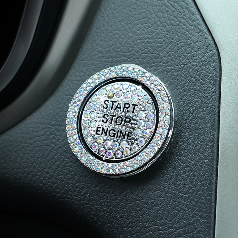 Кнопка запуска автомобиля, алмазная декоративная наклейка, внутреннее зажигание, стартовый переключатель, 3D кольцо, Стразы Bling BlingSticker