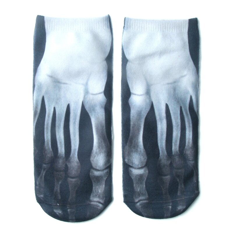 Meias algodão personalizadas unissex, meias tornozelo engraçadas 3d, sapatos com padrão esqueleto porco impresso