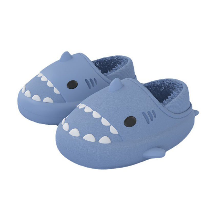 2023 Winter Kids Shark Slippers Indoor Children Flip Flops Waterproof Plush Boys Girls Shoes Toddler Baby Slipper CSH1417