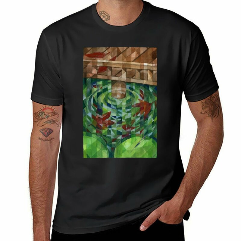 Мужская футболка с принтом «пруд с лилопадами»