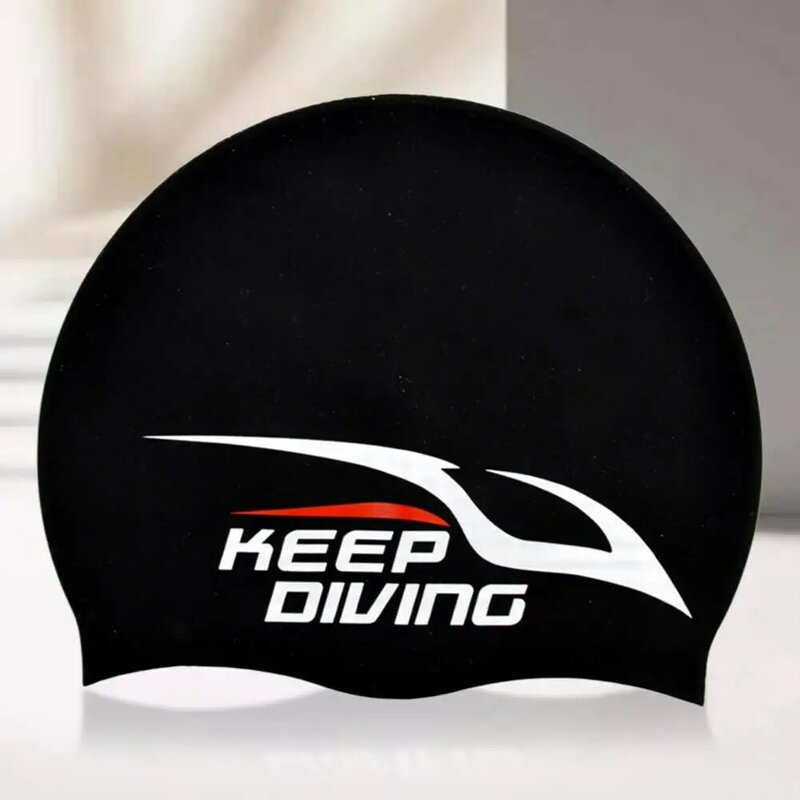 رسالة طباعة سدادات حماية الأذن قبعة السباحة سيليكون الكبار الأطفال طويل الاستحمام قبعة للنساء الرجال السباحة