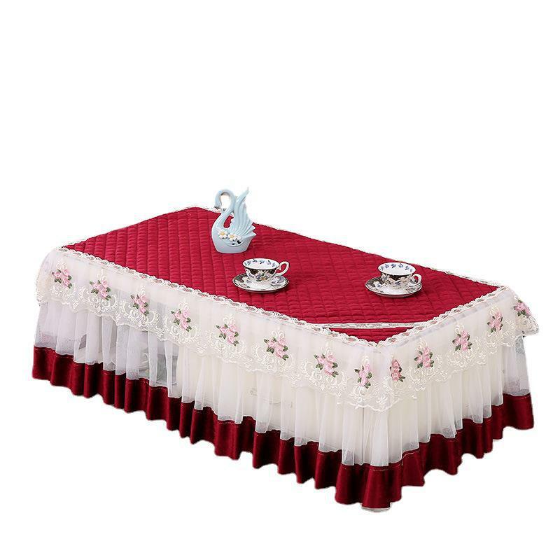 Taplak meja persegi panjang renda kain sederhana Modern, taplak meja kopi beludru Italia rumah
