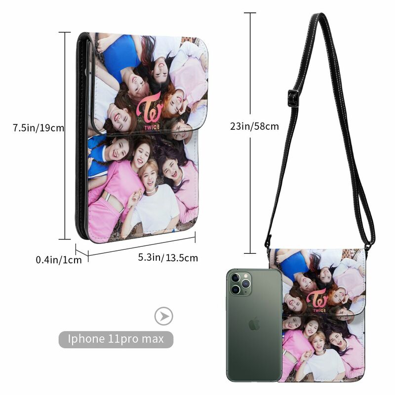 Tas selempang Kpop anak perempuan, dompet ponsel, tas bahu, dompet ponsel, tali dapat disesuaikan