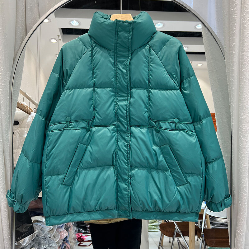 Jaqueta feminina com capuz, parkas monocromático, casaco curto, casual quente para senhoras, novo, inverno, 2023