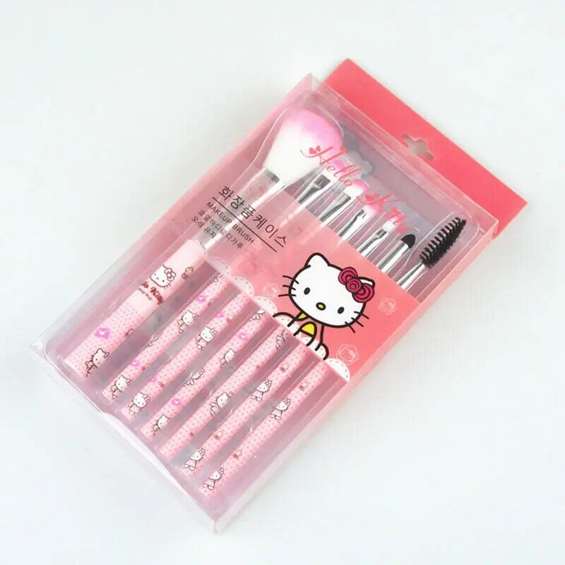 Sanrio Set di pennelli per trucco Hello Kitty Anime Fashion Jewelry Blush sopracciglio Lip Eyeshadow Brush strumenti di bellezza regalo per ragazze con scatola