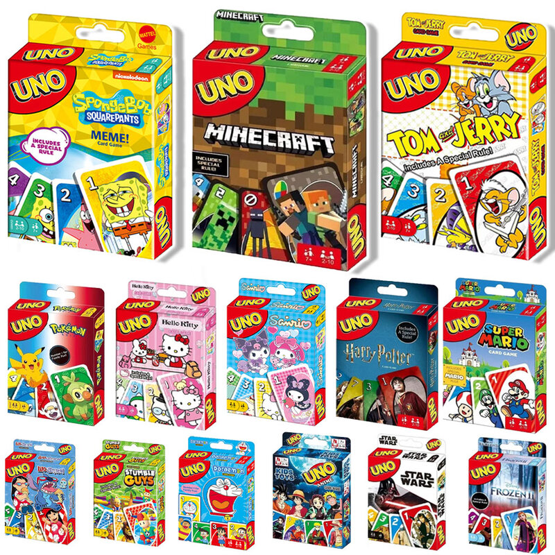 27 Style Newest UNO Card Game Harry Potter One Piece Pikachu Super Mario Hello Kitty The Lion King Stitch sanrio minecraft