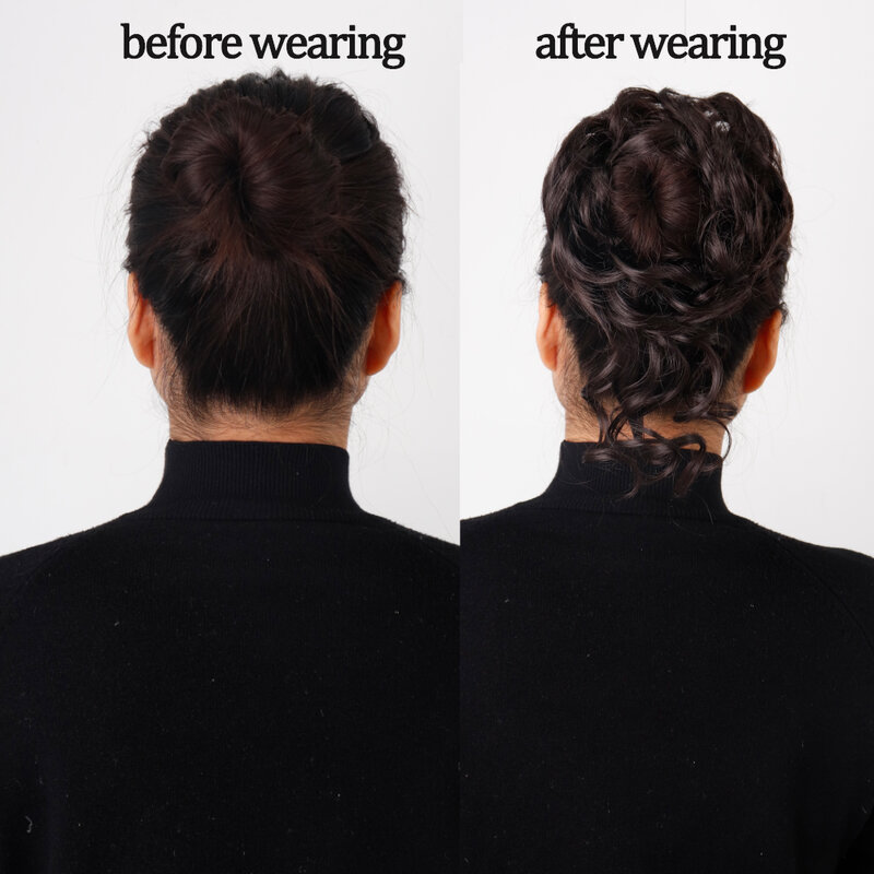 MISSQUEEN ekstensi rambut keriting sintetis, aksesori rambut Wig wanita dengan pita karet elastis