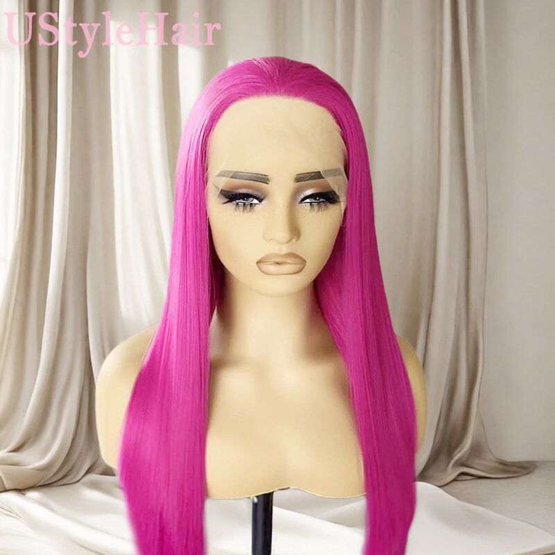 Custom hair rosa lange seidige gerade Perücke für Frauen Mädchen hitze beständige synthetische Haare natürlichen Haaransatz täglichen Gebrauch Cosplay Perücke
