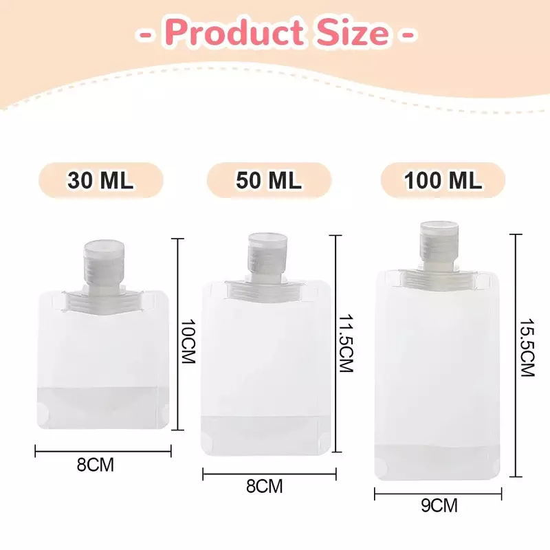 30/50/100Ml Dispenser Zak Vloeibare Lotion Draagbare Reisverpakking Herbruikbaar Lekvrij Voor Shampoo Cosmetische Opslagcontainer