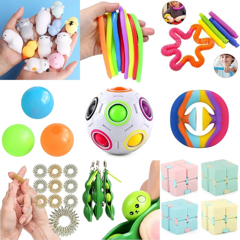Juguetes sensoriales blandos para niños con autismo y ansiedad, tubo retráctil para apretar, juguetes sensoriales